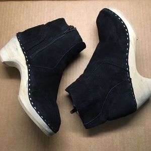 Maguba Black Suede Clog Ankle Boots Swedish Design